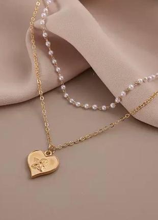 Ожерелье кулон цепочка замочек сердце 2