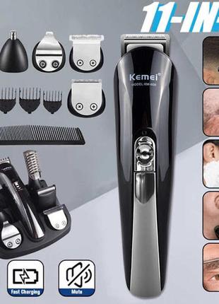 Машинка триммер для стрижки волос kemei (11 в 1 + подставка)5 фото