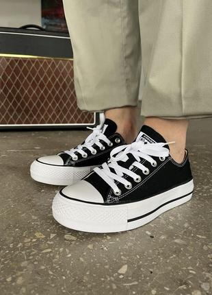 Женские кеди converse chuck taylor all star platform black white 36-37-38-39-408 фото
