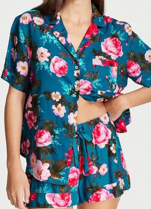 Фланелевий короткий піжамний комплект flannel short pajama set victoria’s secret