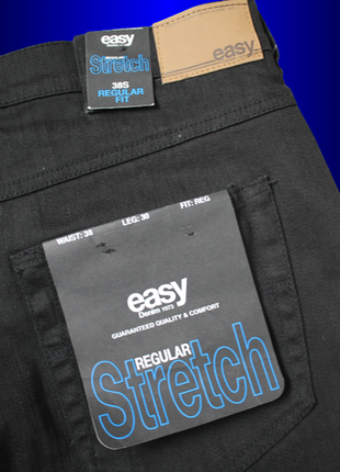 Классические чёрные мужские джинсы прямого кроя  38/30 easy denim10 фото