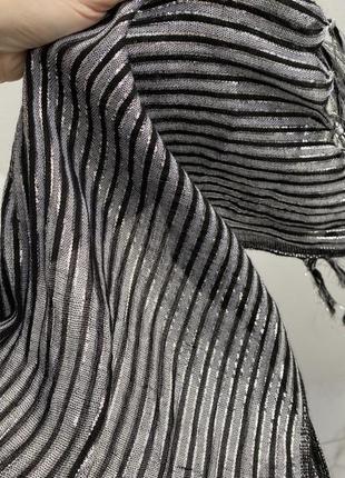 Сияющий черный серебристый металлик серебро шарф люрекс бохо6 фото