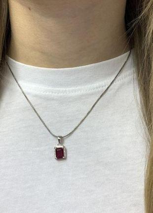Серебряный кулон с натуральным рубином