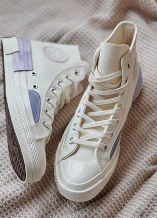 Женские кеди converse beige purple 36-37-38-39-40