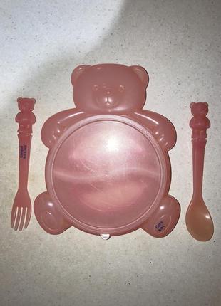 Первый набор посуды для малыша canpol babies тарелка ложка вилка3 фото