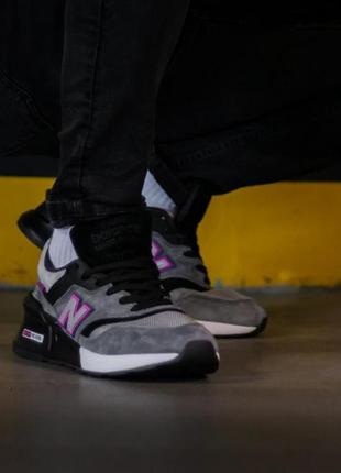 Мужские кроссовки new balance 997 grey black white pink / smb9 фото