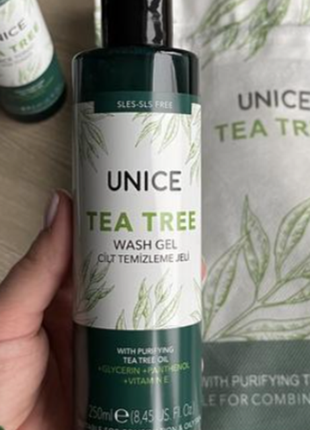 Гель для умивання обличчя з олією чайного дерева юнайс unice tea tree1 фото