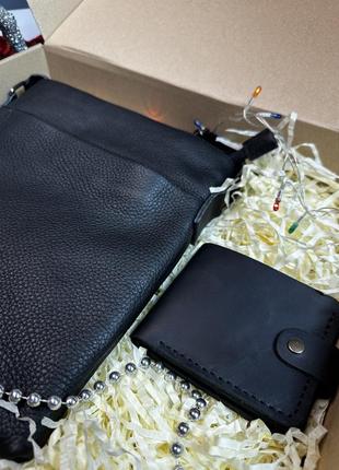 Подарочный набор для мужчины сумка кошелек из натуральной кожи подарок парню10 фото