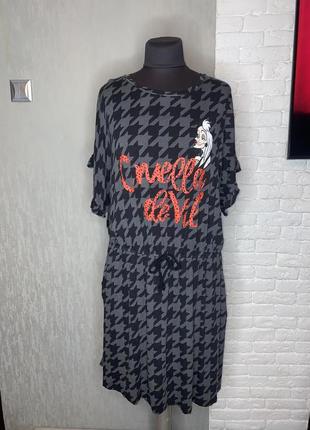 Трикотажное платье с напуском платья в принт гусиная лапка george, xl1 фото