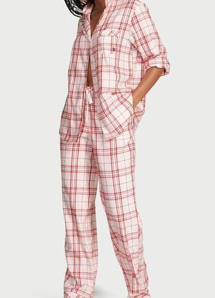 Фланелева піжама victoria's secret flannel long pajama set