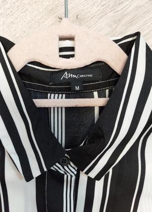 Стильная блуза-рубашка, в черно-белый полосатый принт ann christine(размер 38)2 фото