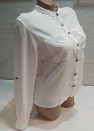 Рубашка -блуза, блузка,рубашка белая воротничок-стойка5 фото