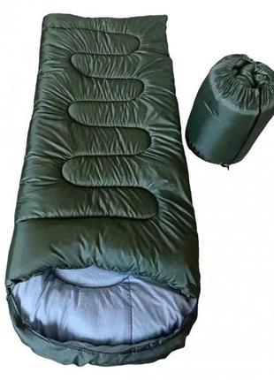Теплый спальный мешок, армейский, с капюшоном, green