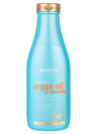 Відновлювальний кондиціонер beaver argan oil &amp; keratin для пошкодженого волосся з аргановою олією