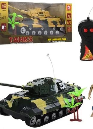 Игрушка машинка танк на радиоуправлении 25см, фигурка солдатик, детский танк на пульте1 фото