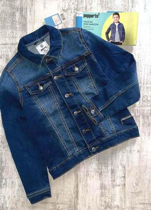 Куртка для мальчика джинсовая синяя pepperts 128-1644 фото