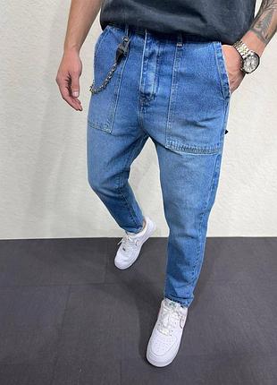 Мужские джинсы мом голубые / качественные мужские джинсы на весну