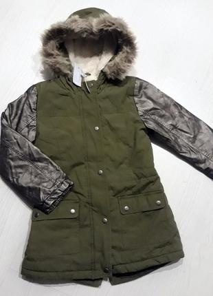 Джинсова парку на хутрі для дівчаток grace 140 - р. р.