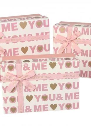 Подарункові коробки рожеві, розм.l: 28,5*21,5*11 см (комплект 3 шт)