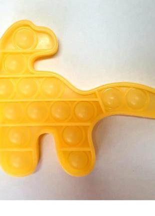 Pop it антистрес іграшка - (поп іт - попіт - popit) - люмінесцентний оранжевий динозавр світиться в темряві