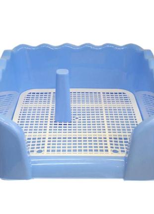 Туалет під пелюшку для собак глибокий борт, грати зі стовпчиком 47х38х12 см