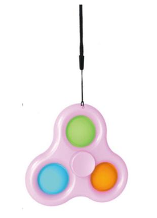 Simple dimple антистрес іграшка сімпл дімпл - (pop it - поп іт - попіт - popit) - рожевий спінер зі шнурком - 3 пупирки