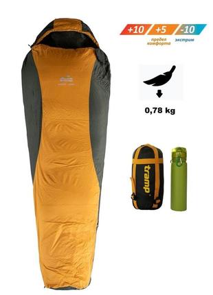 Спальный мешок tramp windy light кокон правый yellow/grey 220/80-55 спальник туристический походный легкий с к