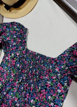Блуза с вискозы в цветочный принт блузка в цветочек с объемными рукавами 44 46 распродажа4 фото