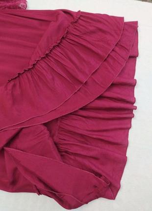 Платье, вискоза, вишневая, свободного кроя, с кружевом5 фото