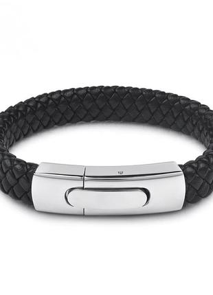 Мужской кожаный плетеный браслет с вставкой из ювелирной стали new collection man 21см.,23см.