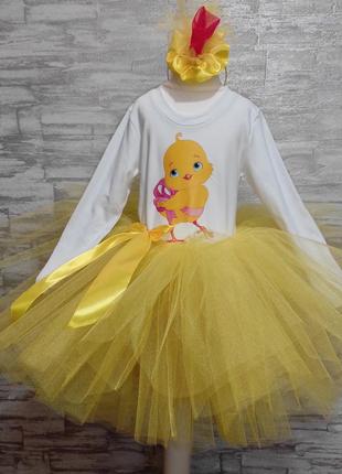 Костюм курчатки набір курчати сукня курчати плаття курча костюм курча жовта фатинова спідничка6 фото