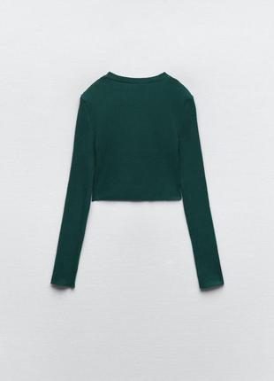 Укорочённый топ с длинным рукавом в рубчик zara5 фото