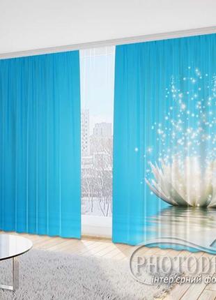 Фото шторы "лилия на голубом фоне" - любой размер. читаем описание!