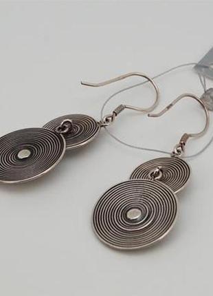 Серьги-подвески серебряные "круги" 925 пробы арт. 035132 фото