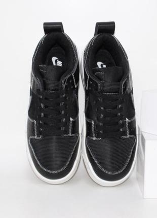 Черные кроссовки на белой подошве с текстильными вставками3 фото