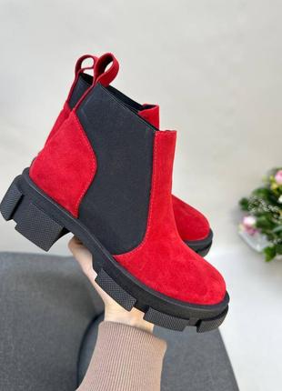 Червоні замшеві черевики челсі низькі невисокі багато кольорів4 фото