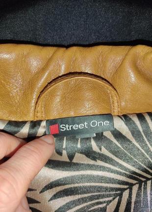 Натуральная кожаная куртка коричневаго горчичнаго цвета street one, размер m/469 фото