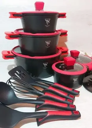 Набір посуду кований top kitchen з мармуровим покриттям на 16 предметів