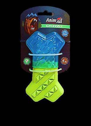 Іграшка animall grizzzly охолоджуюча холодна кістка, розмір 13,5х7,4х3,8 см, колір синій/зелений
