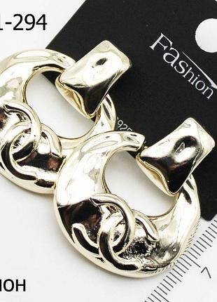 Серьги шанель из медицинского золота stainless steel, xuping позолоченные