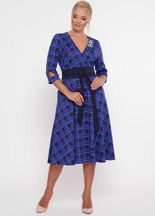 Платье muar луиза  50 электрик клетка 0215