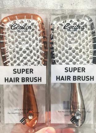 Новинка гребінець для волосся super hair brush cecilia срібло і золото2 фото