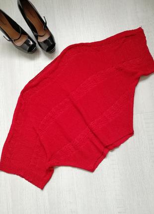 🌹 червоний об'ємний джемпер 🌹 укорочений ажурний светр8 фото