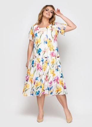 Платье muar катаисс 58 белое ирисы 0193