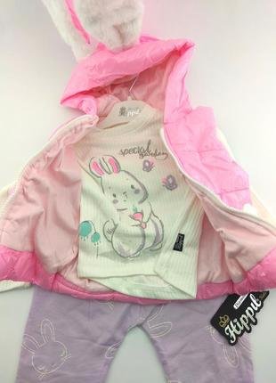 Детский костюм турция 1, 2, 3 год для девочки с безрукавкой теплая розовая (кдд24)2 фото