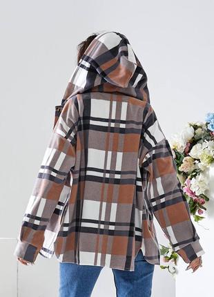 Дуже тепла флісова сорочка в клітинку з капюшоном4 фото