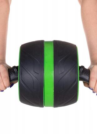 Ролик (колесо) для преса зі зворотним механізмом springos ab wheel fa5010 black/green poland2 фото