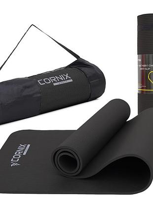 Коврик спортивный cornix nbr 183 x 61 x 1 cм для йоги и фитнеса xr-0013 black