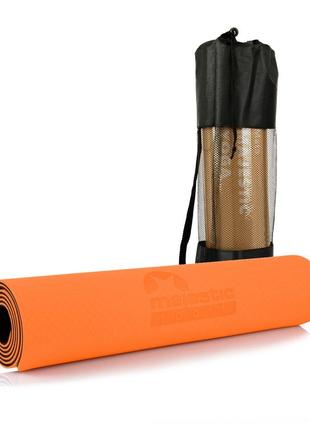 Килимок спортивний majestic sport tpe 6 мм для йоги та фітнесу gvt5010/o orange/black poland