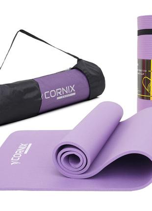 Килимок спортивний cornix nbr 183 x 61 x 1 см для йоги та фітнесу xr-0011 violet poland